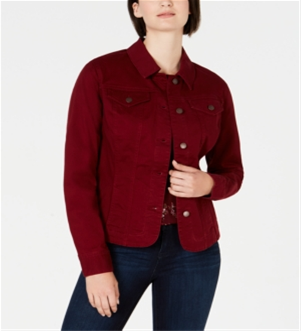 Jaqueta jeans feminina Charter Club vermelha tamanho XL