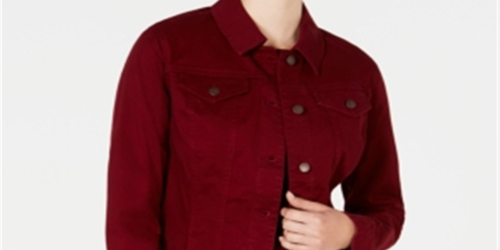 Jaqueta jeans feminina Charter Club vermelha tamanho XL