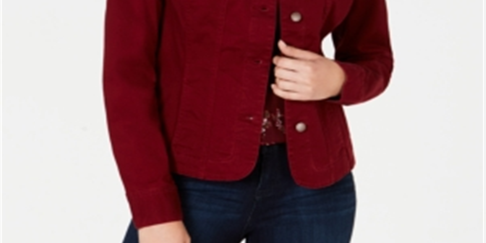 Jaqueta jeans feminina Charter Club vermelha tamanho XL