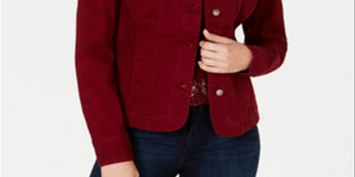 Jaqueta jeans feminina Charter Club vermelha tamanho XL