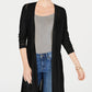 Cardigan feminino Charter Club Petite Pointelle Duster, preto, tamanho P