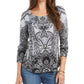 Top estampado feminino Style &amp; Co, preto, tamanho médio