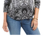 Top estampado feminino Style &amp; Co, preto, tamanho médio