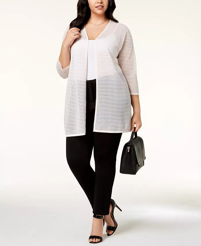 Cardigan Alfani Feminino Plus Illusion-Stripe Azul Tamanho 4X