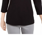 Karen Scott Blusa feminina com decote em V e manga 3/4, preta, tamanho médio