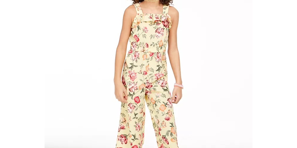 Charter Club Big Girls Mommy &amp; Me Macacão com estampa floral amarelo tamanho pequeno-médio