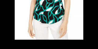 Camiseta feminina estampada Alfani azul/preta floral tamanho grande