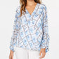 Blusa Alfani Feminina Petite Estampada Sobrepeliz Azul Tamanho Médio