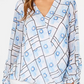 Blusa Alfani Feminina Petite Estampada Sobrepeliz Azul Tamanho Médio