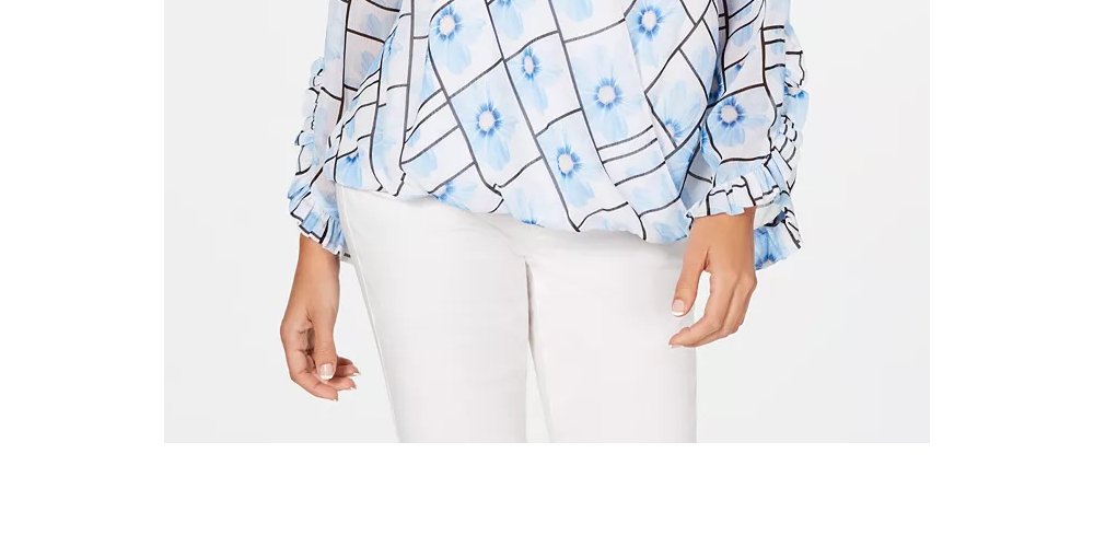 Blusa Alfani Feminina Petite Estampada Sobrepeliz Azul Tamanho Médio