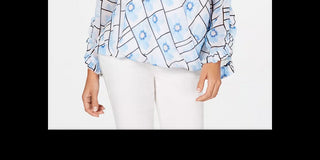 Blusa Alfani Feminina Petite Estampada Sobrepeliz Azul Tamanho Médio