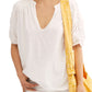 Blusa feminina Free People Fever Dream com decote dividido, branca, tamanho pequeno