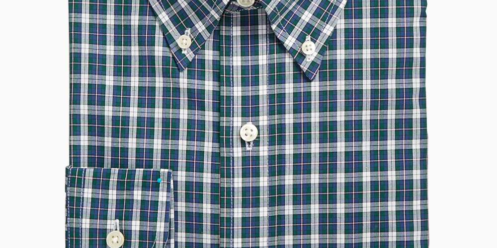 Camisa social xadrez masculina Club Room, branca/verde, tamanho 15,5 x 34-35