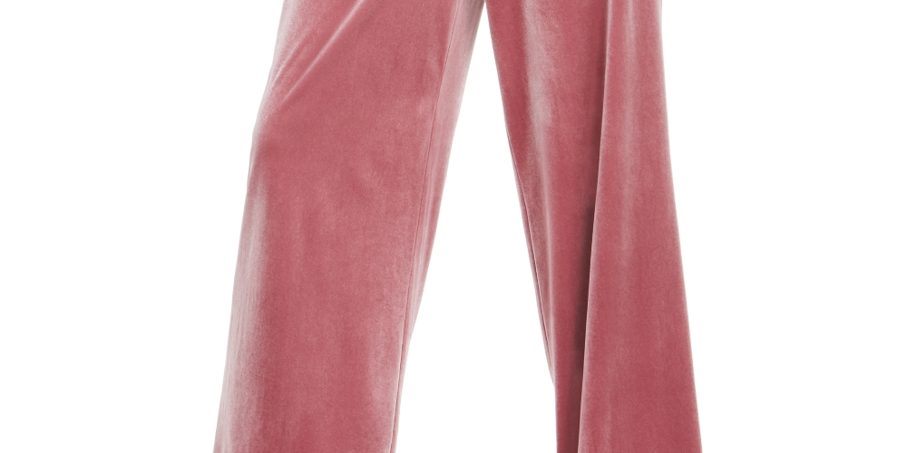 Calça feminina de veludo com perna larga Paperbag da INC International Concepts, rosa, tamanho pequeno