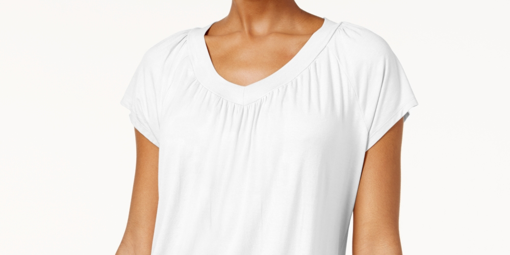 Camiseta feminina Bluson da coleção JM, branca, tamanho X-S