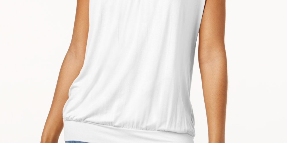 Camiseta feminina Bluson da coleção JM, branca, tamanho X-S