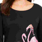 Karen Scott Blusa Feminina Petite Holiday com Estampa de Flamingo Preta Tamanho PL