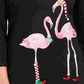 Karen Scott Blusa Feminina Petite Holiday com Estampa de Flamingo Preta Tamanho PL