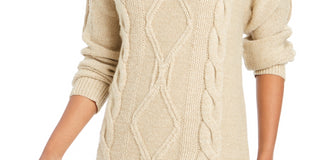 Suéter feminino Charter Club com decote careca e tricô com glitter, branco, tamanho médio