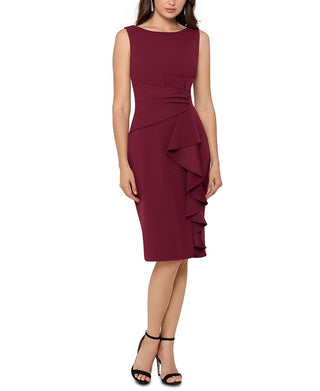 Vestido tubinho com babados em cascata Betsy &amp; Adam feminino, cor vinho, tamanho 4
