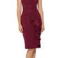 Vestido tubinho com babados em cascata Betsy &amp; Adam feminino, cor vinho, tamanho 4