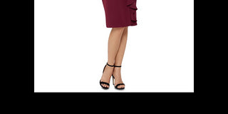 Vestido tubinho com babados em cascata Betsy &amp; Adam feminino, cor vinho, tamanho 4