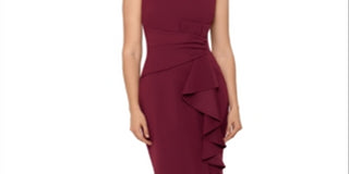 Vestido tubinho com babados em cascata Betsy &amp; Adam feminino, cor vinho, tamanho 4