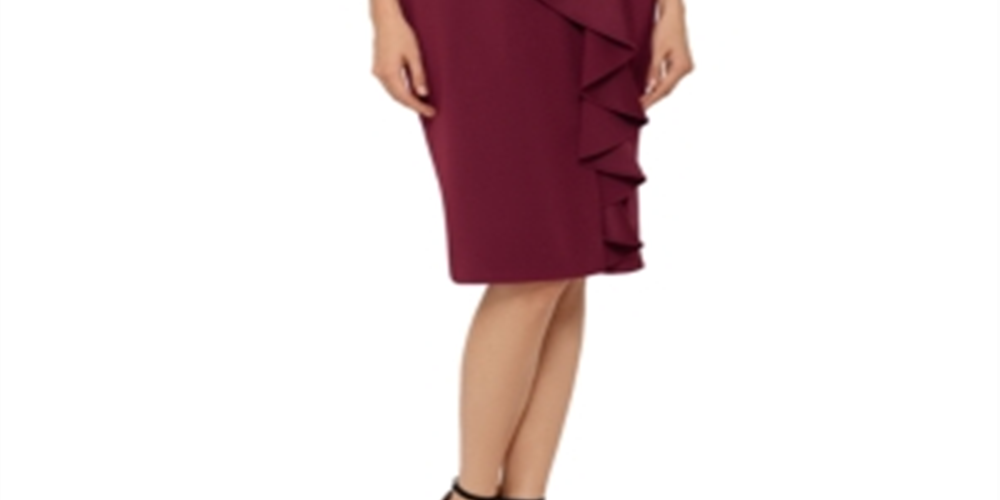 Vestido tubinho com babados em cascata Betsy &amp; Adam feminino, cor vinho, tamanho 4