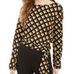Blusa com amarração lateral e abertura nas costas BCX Juniors, preta/branca/amarela, tamanho X-S
