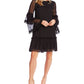 Vestido feminino CeCe com babados em chiffon, preto, tamanho grande