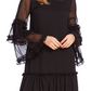 Vestido feminino CeCe com babados em chiffon, preto, tamanho grande