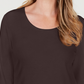 Karen Scott Top feminino de algodão com decote redondo, tamanho P, marrom