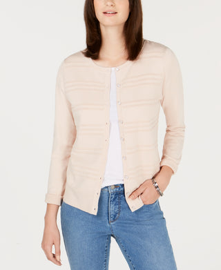 Cardigan texturizado feminino Charter Club Petite - rosa, tamanho pequeno