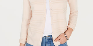 Cardigan texturizado feminino Charter Club Petite - rosa, tamanho pequeno