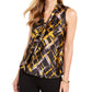 Blusa feminina Kasper com decote redondo, amarelo-escuro, tamanho pequeno