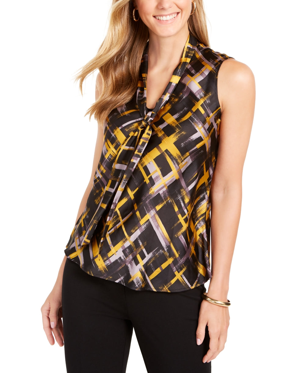 Kasper Women's Tie-Neck Top Darkyellow Size Small