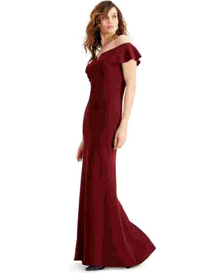 Vestido de festa Betsy &amp; Adam feminino ombro a ombro vermelho brilhante tamanho 6
