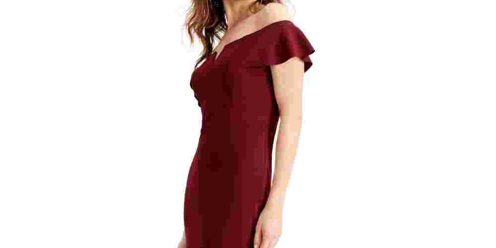 Vestido de festa Betsy &amp; Adam feminino ombro a ombro vermelho brilhante tamanho 6