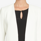 Blazer feminino CeCe com manga amarrada e frente aberta, branco, tamanho 12