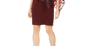 Connected Women's Metallic-Capelet Sheath Dress Brown Size 16
