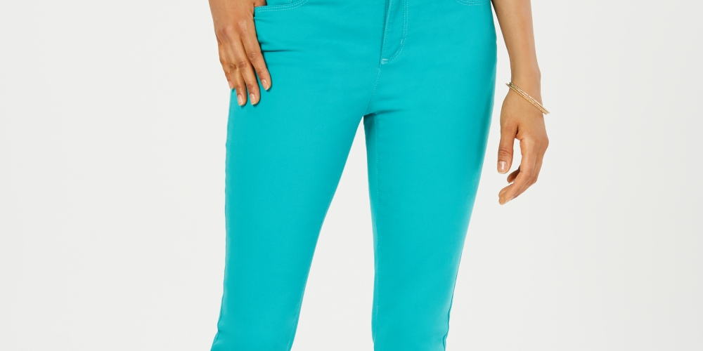 Calça jeans feminina Charter Club Tummy-Control Bristol Capri, azul, tamanho 4