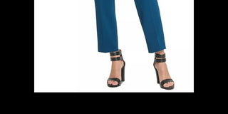 Calça feminina DKNY azul-petróleo com cinto e zíper para usar no trabalho, verde, tamanho 4