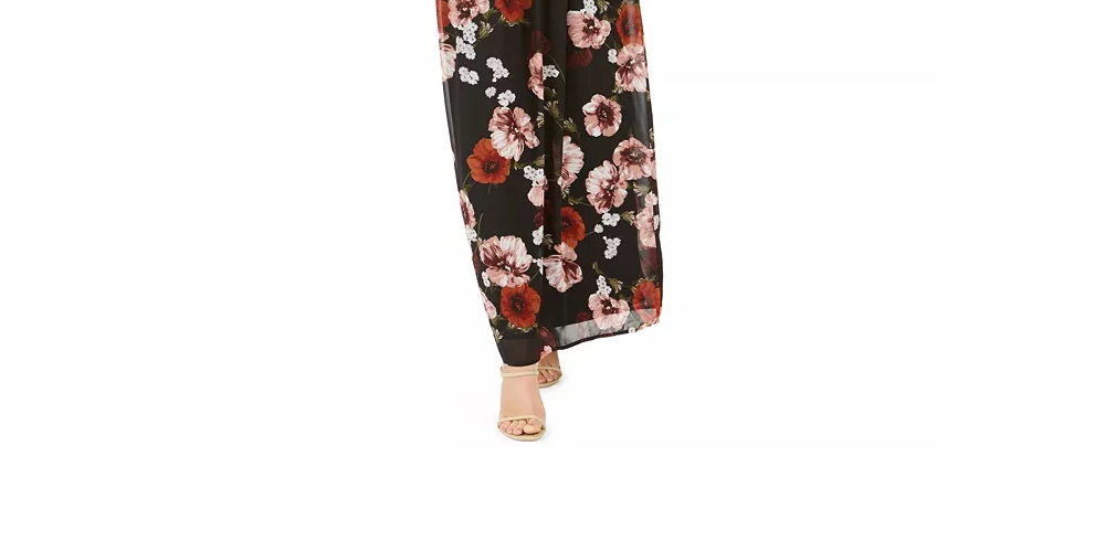 Vestido longo feminino com estampa floral e alças finas, preto, tamanho 12, da INC International Concepts