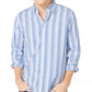 Camisa social masculina listrada Nautica, tamanho médio, azul