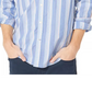 Camisa social masculina listrada Nautica, tamanho médio, azul
