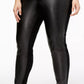Calça legging feminina casual com frente de couro sintético da INC International Concepts, preta, tamanho 26W