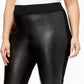 Calça legging feminina casual com frente de couro sintético da INC International Concepts, preta, tamanho 26W