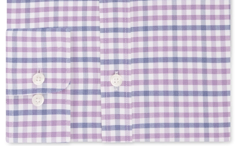 Camisa social masculina Tommy Hilfiger com ajuste fino e gola flexível xadrez, roxa, tamanho 16,5 x 34 x 35