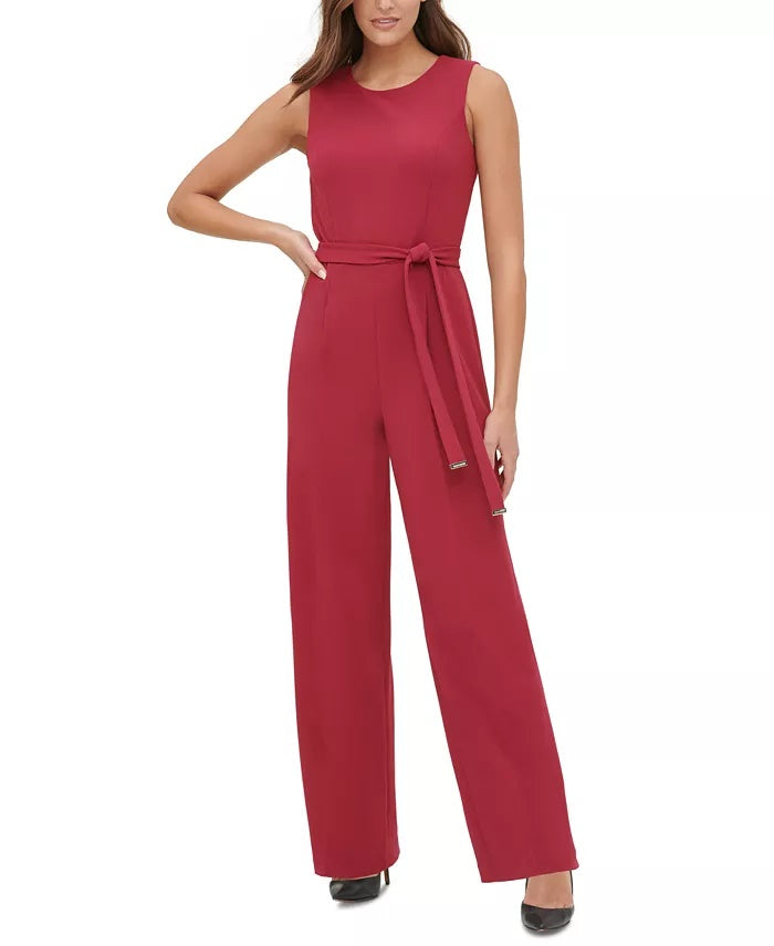 Macacão Tommy Hilfiger Feminino Crepe com Cinto Vermelho Tamanho 2