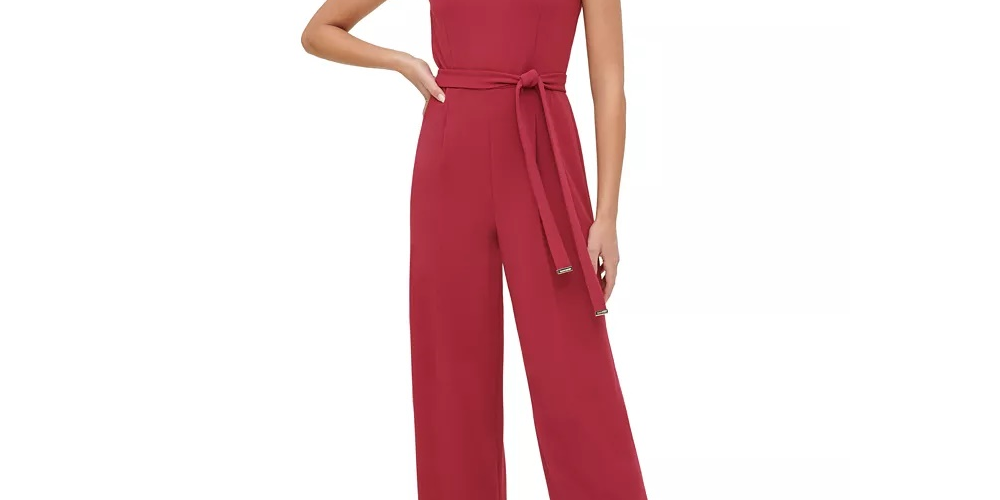 Macacão Tommy Hilfiger Feminino Crepe com Cinto Vermelho Tamanho 2